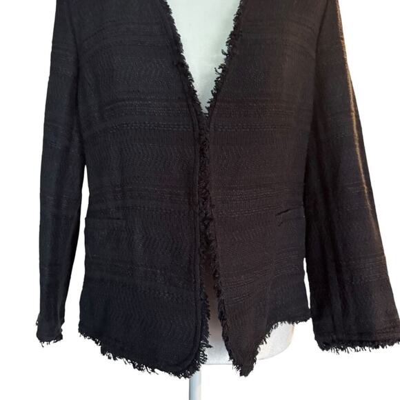 Banana Republic Black Raw Edge Open Front Professional Blazer Size 14 - Picture 5 of 11